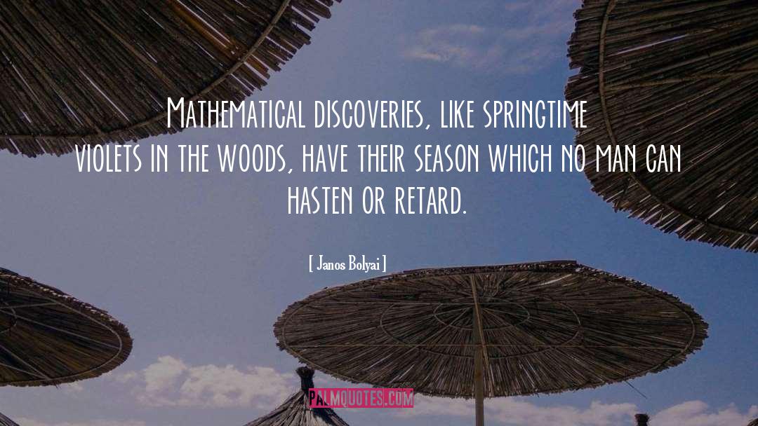 Janos Bolyai Quotes: Mathematical discoveries, like springtime violets