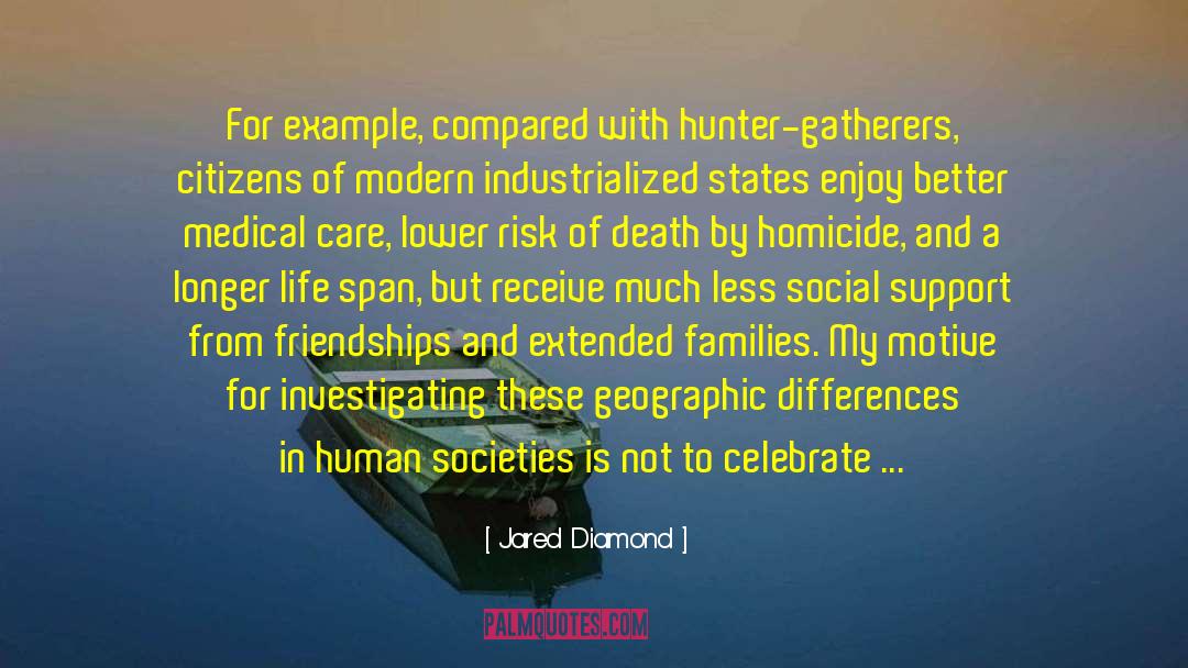 Jared Diamond Quotes: For example, compared with hunter-gatherers,