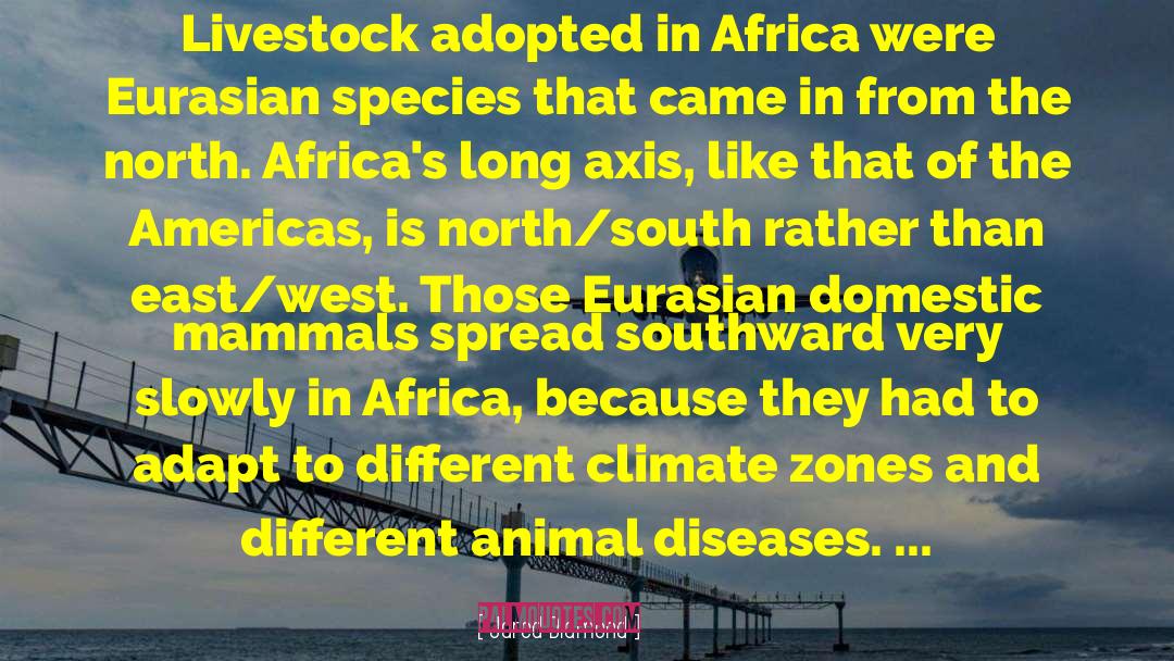 Jared Diamond Quotes: Livestock adopted in Africa were