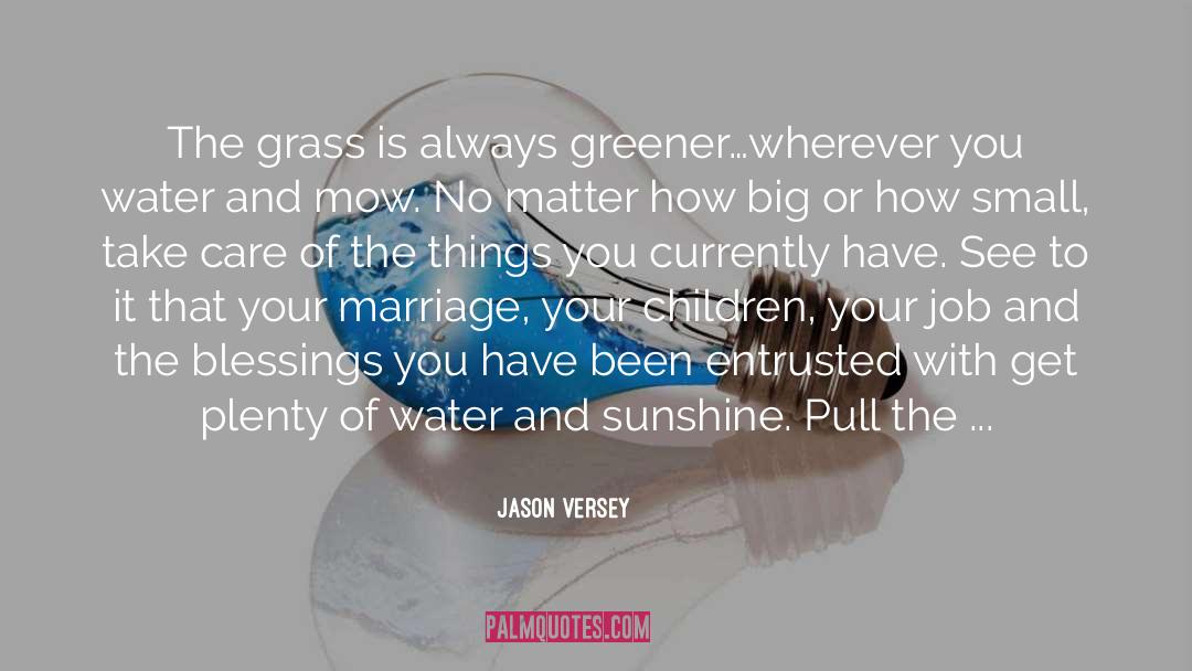 Jason Versey Quotes: The grass is always greener…wherever