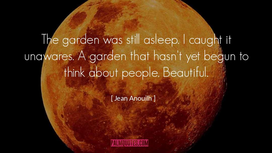 Jean Anouilh Quotes: The garden was still asleep.