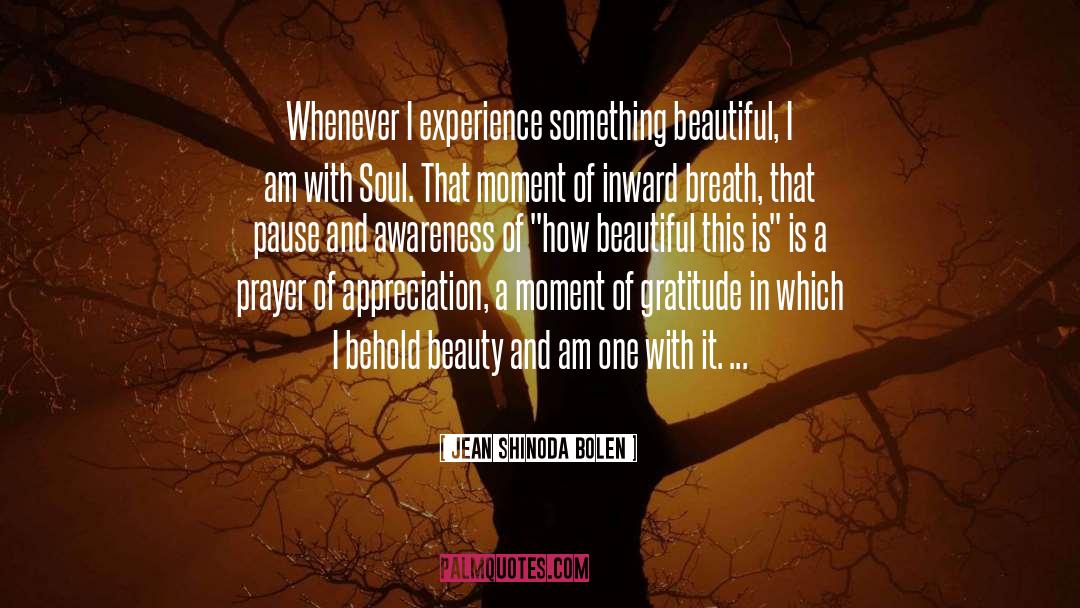 Jean Shinoda Bolen Quotes: Whenever I experience something beautiful,
