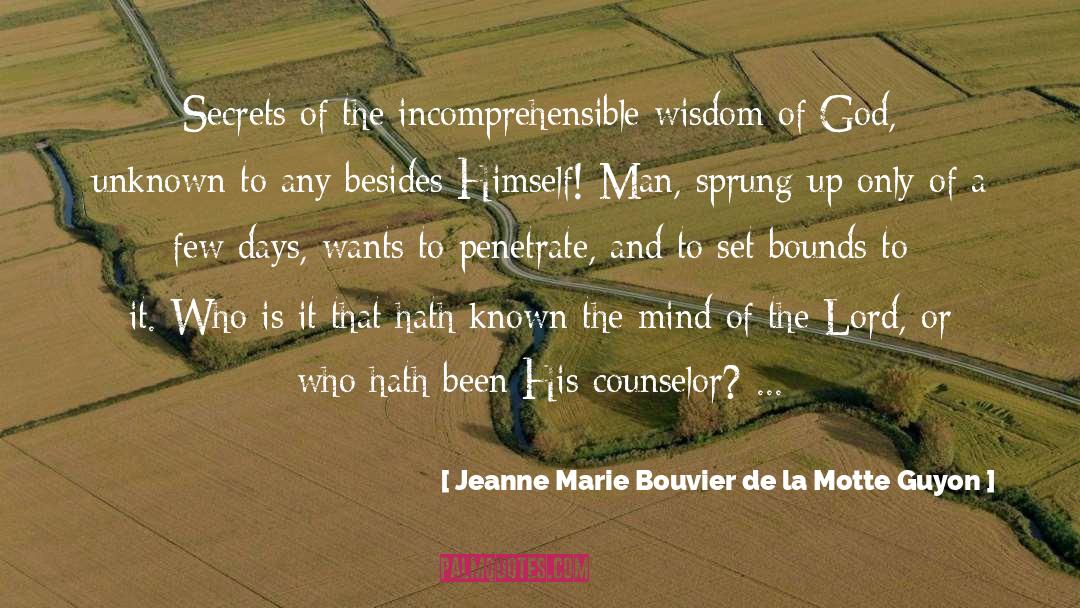 Jeanne Marie Bouvier De La Motte Guyon Quotes: Secrets of the incomprehensible wisdom