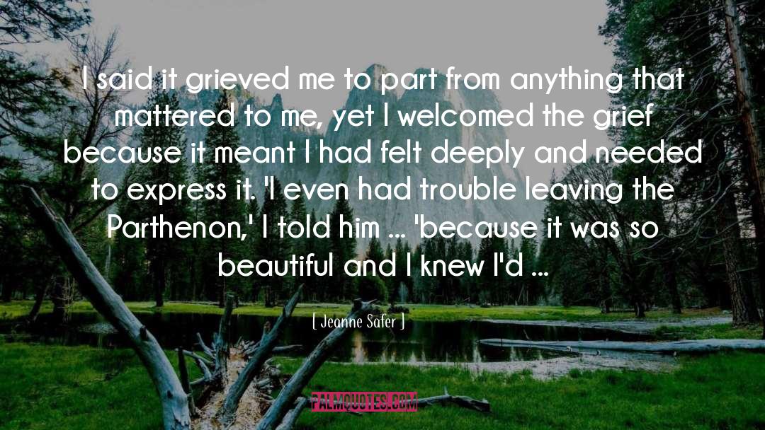 Jeanne Safer Quotes: I said it grieved me