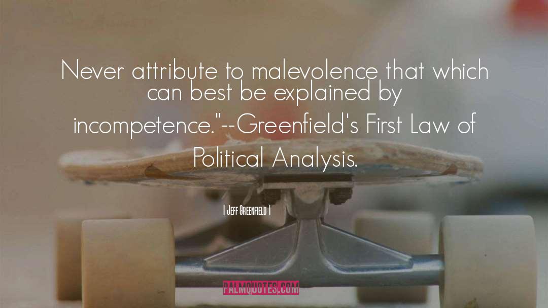 Jeff Greenfield Quotes: Never attribute to malevolence that