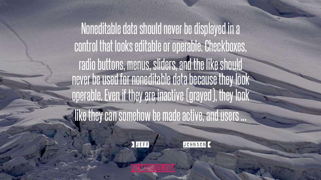 Jeff                    Johnson Quotes: Noneditable data should never be