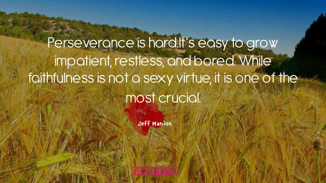 Jeff Manion Quotes: Perseverance is hard.It's easy to