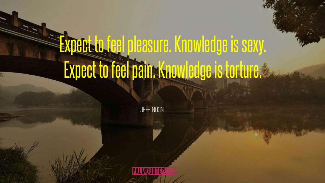 Jeff Noon Quotes: Expect to feel pleasure. Knowledge