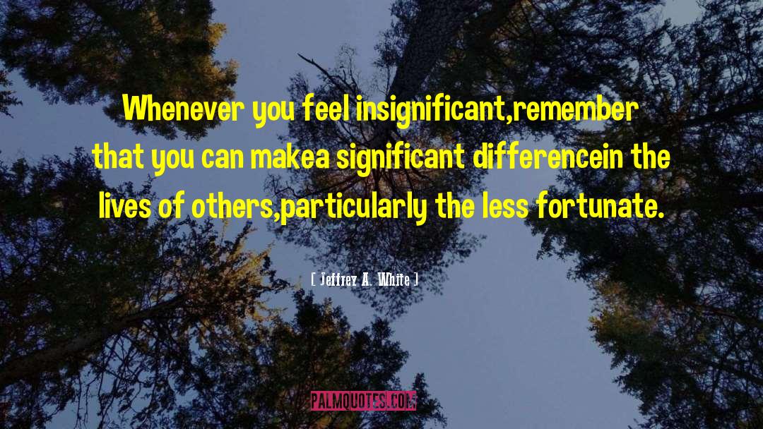 Jeffrey A. White Quotes: Whenever you feel insignificant,<br>remember that