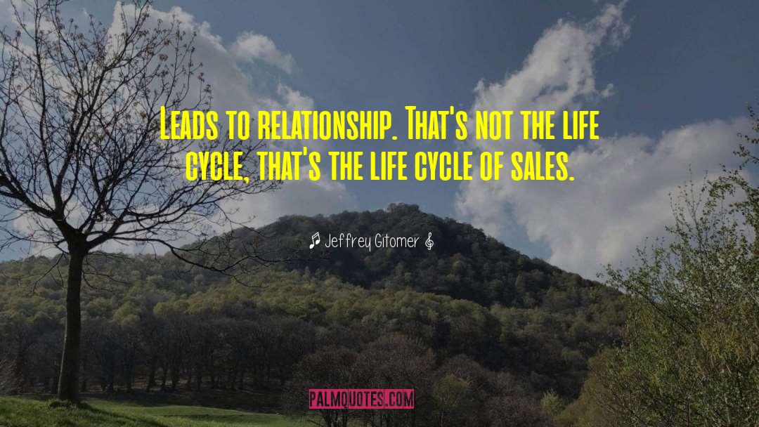 Jeffrey Gitomer Quotes: Leads to relationship. That's not