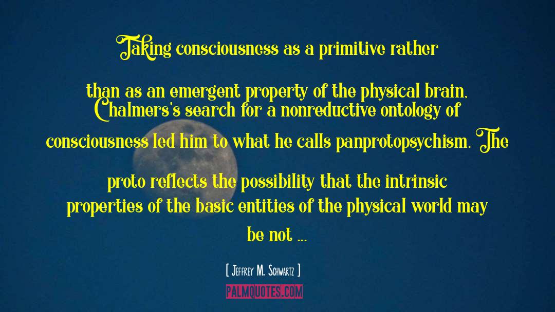 Jeffrey M. Schwartz Quotes: Taking consciousness as a primitive