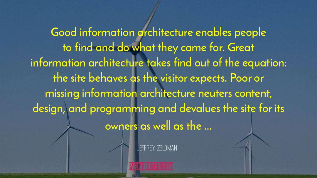 Jeffrey Zeldman Quotes: Good information architecture enables people