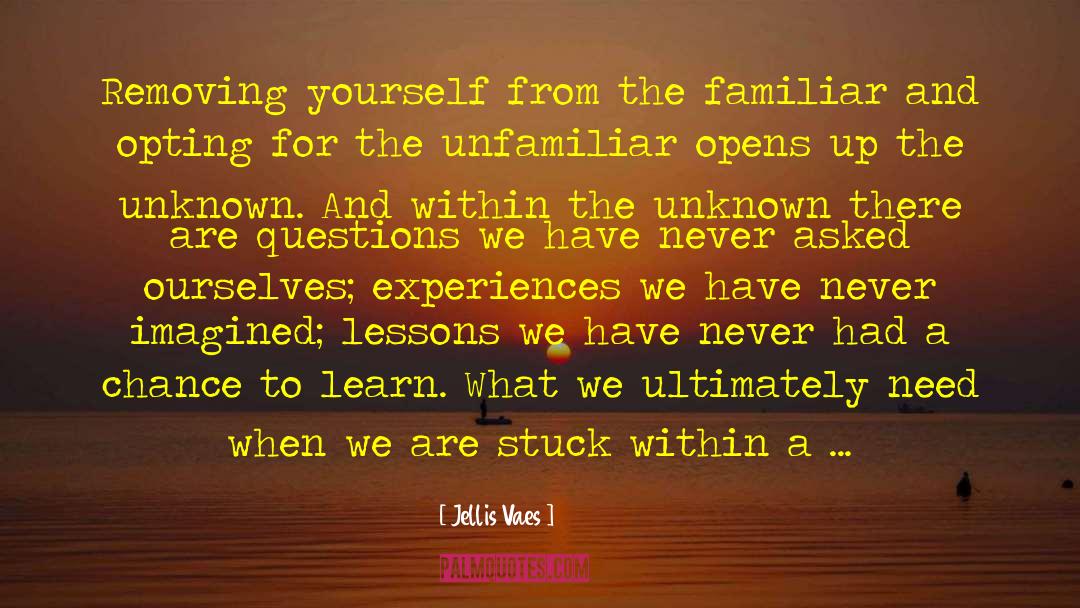 Jellis Vaes Quotes: Removing yourself from the familiar