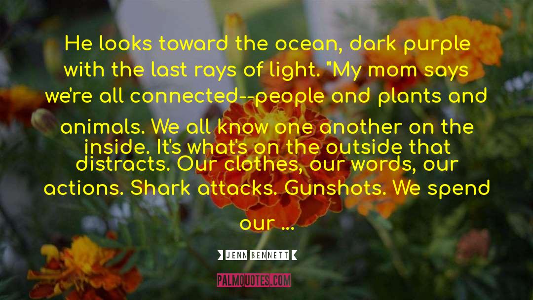 Jenn Bennett Quotes: He looks toward the ocean,