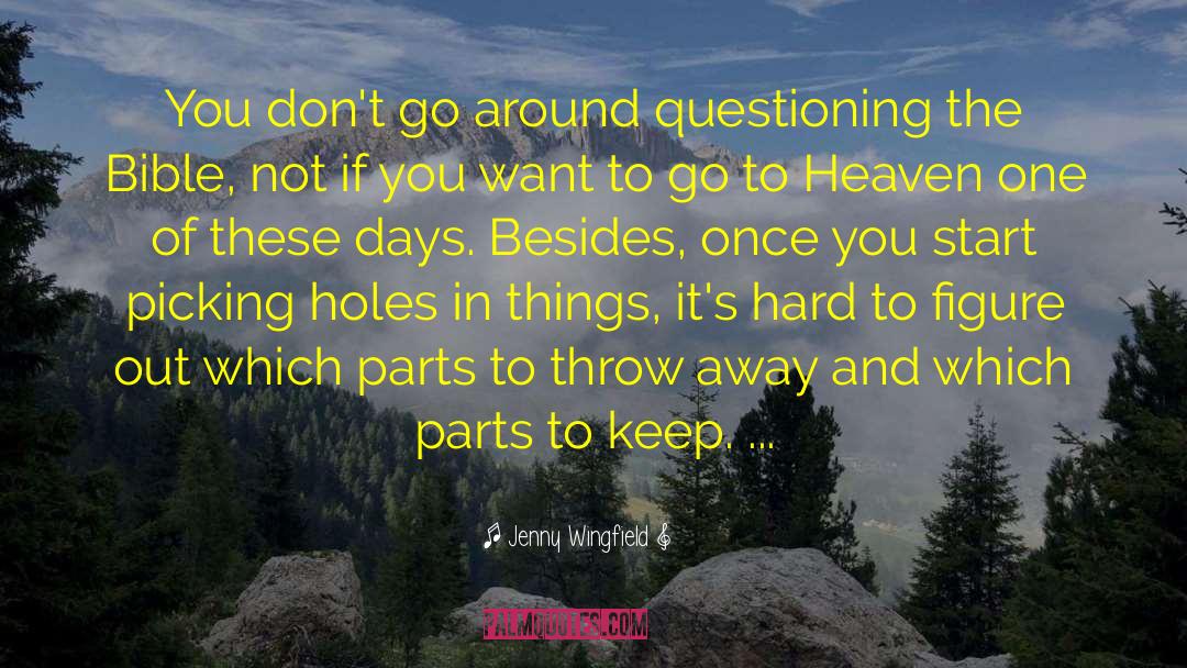 Jenny Wingfield Quotes: You don't go around questioning