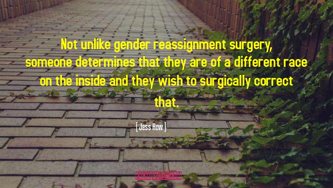 Jess Row Quotes: Not unlike gender reassignment surgery,