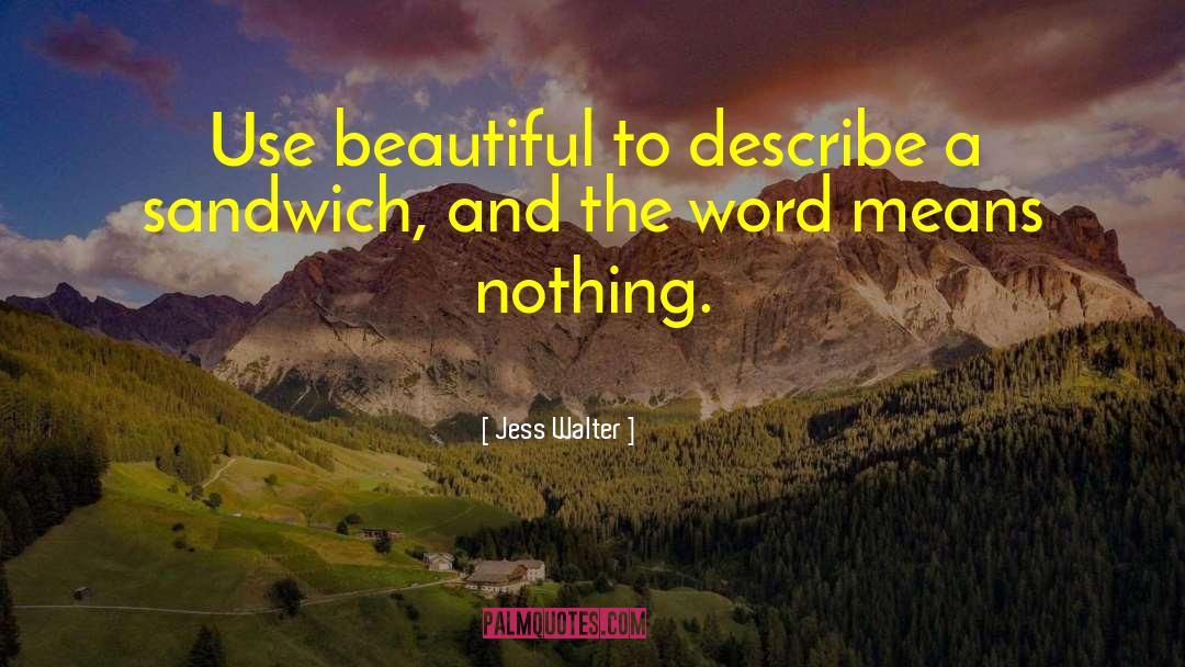 Jess Walter Quotes: Use beautiful to describe a