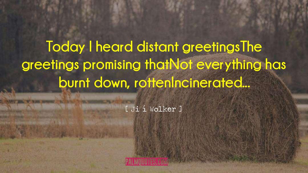 Jiří Wolker Quotes: Today I heard distant greetings<br