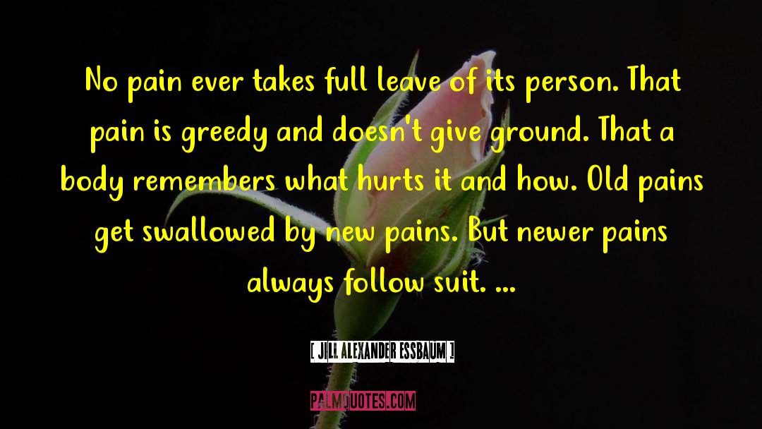 Jill Alexander Essbaum Quotes: No pain ever takes full