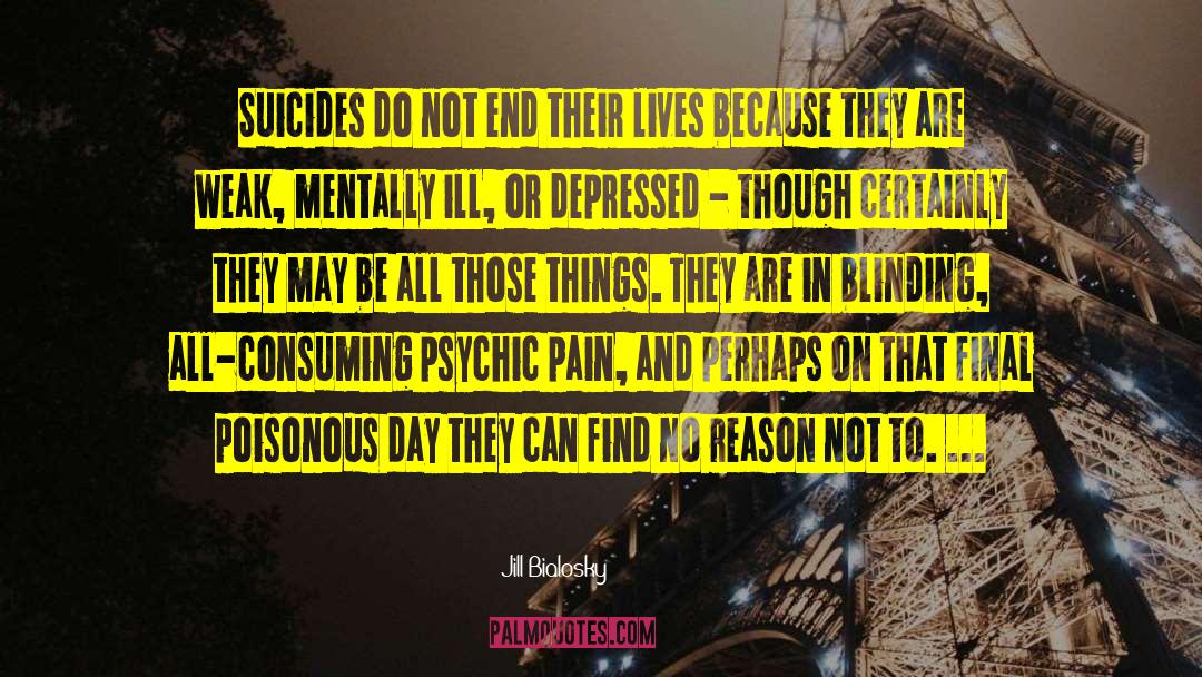 Jill Bialosky Quotes: Suicides do not end their