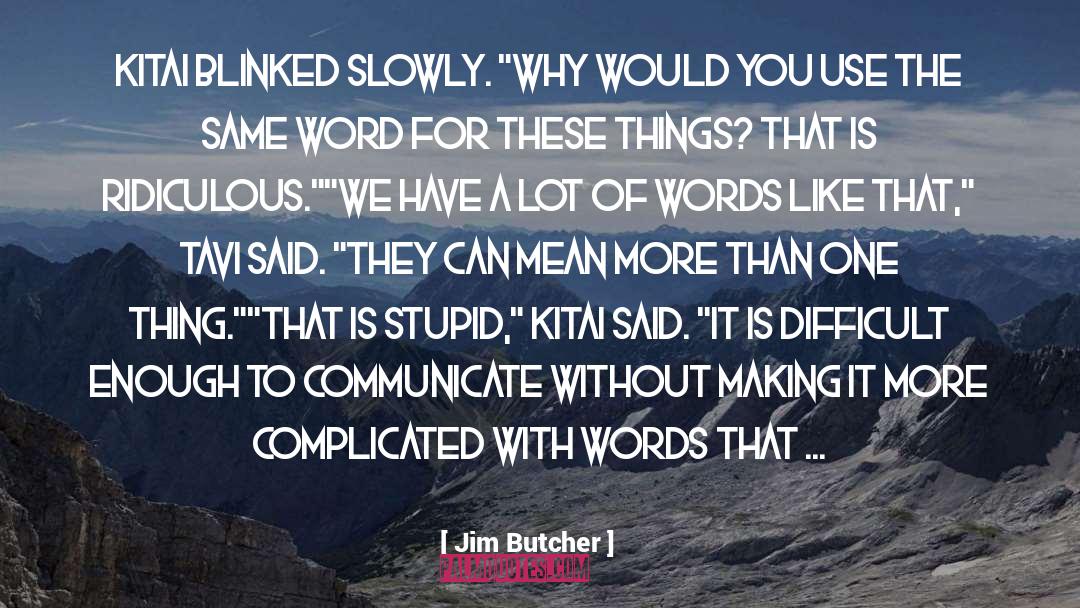 Jim Butcher Quotes: Kitai blinked slowly. 