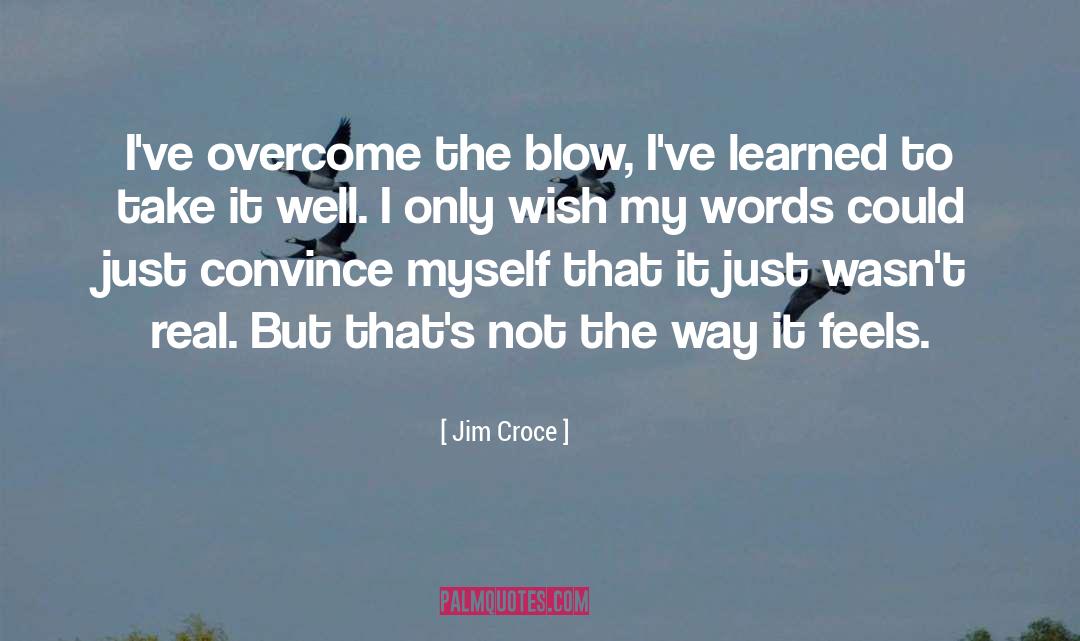 Jim Croce Quotes: I've overcome the blow, I've