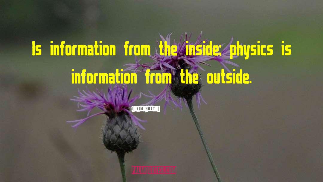 Jim Holt Quotes: Is information from the inside;