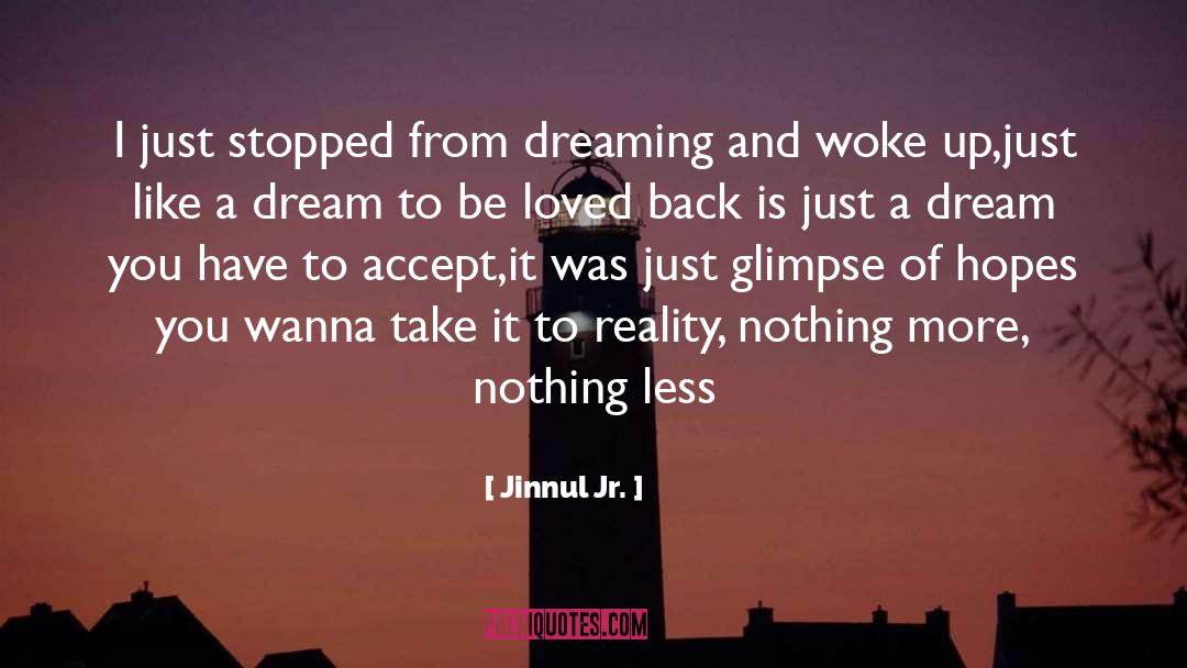 Jinnul Jr. Quotes: I just stopped from dreaming