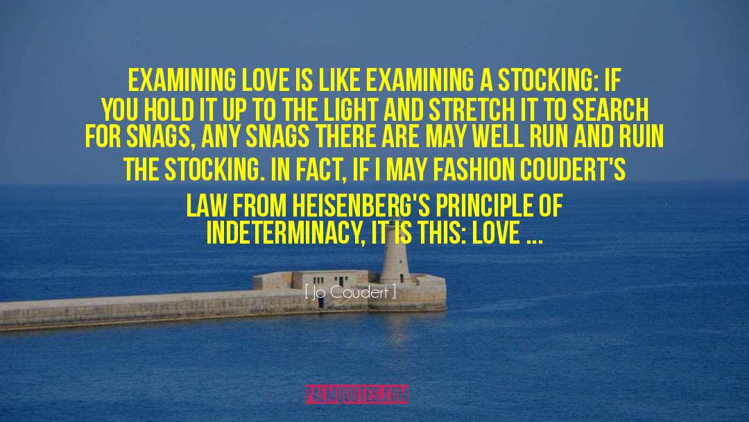 Jo Coudert Quotes: Examining love is like examining