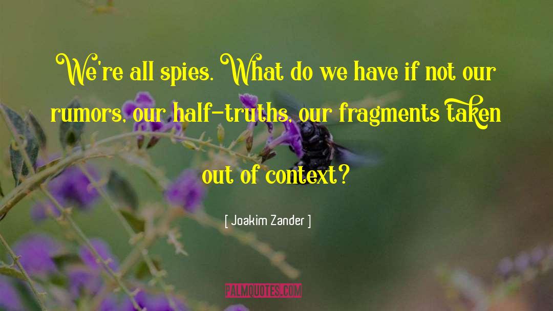 Joakim Zander Quotes: We're all spies. What do