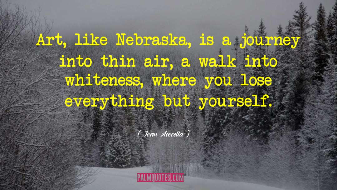 Joan Acocella Quotes: Art, like Nebraska, is a