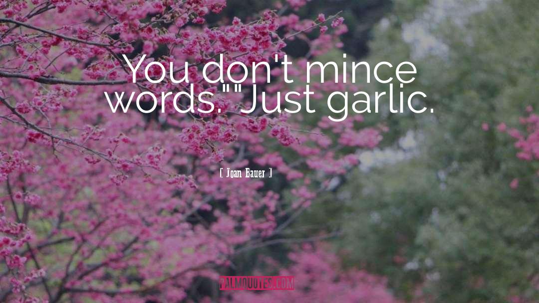 Joan Bauer Quotes: You don't mince words.