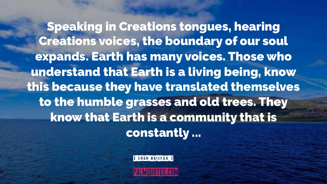 Joan Halifax Quotes: Speaking in Creations tongues, hearing