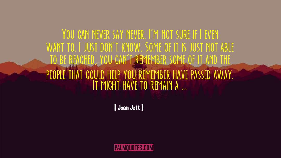 Joan Jett Quotes: You can never say never.