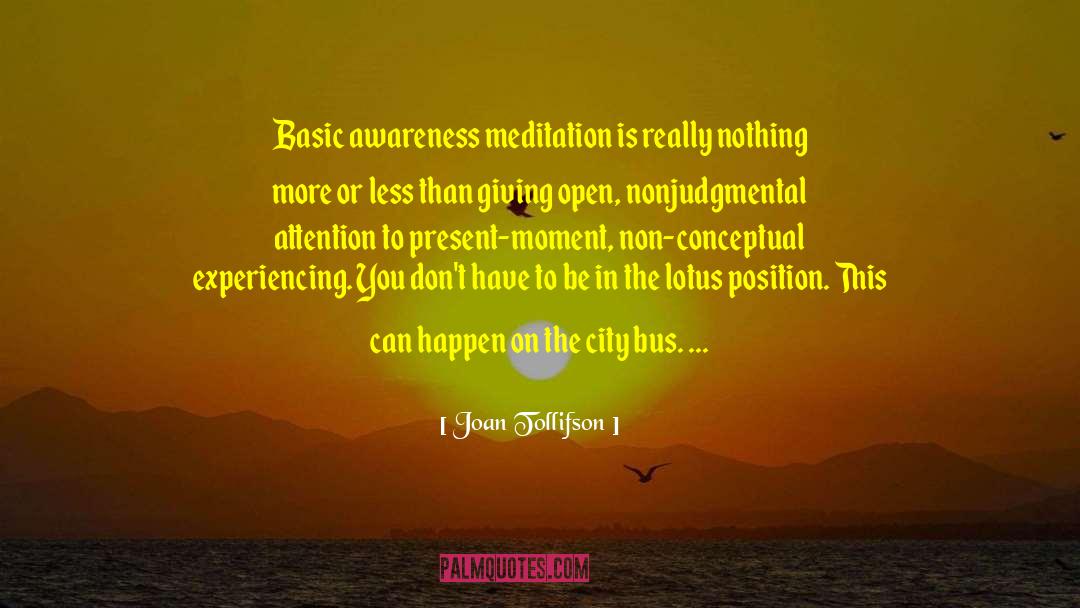 Joan Tollifson Quotes: Basic awareness meditation is really