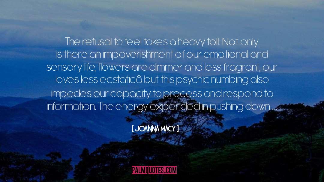 Joanna Macy Quotes: The refusal to feel takes