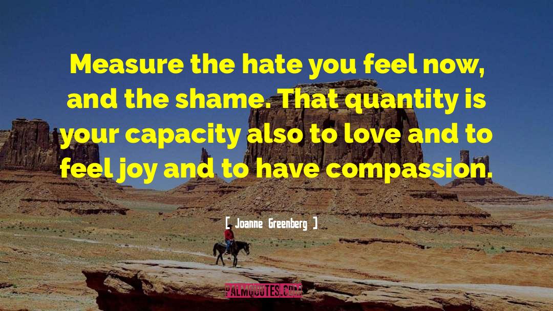 Joanne Greenberg Quotes: Measure the hate you feel