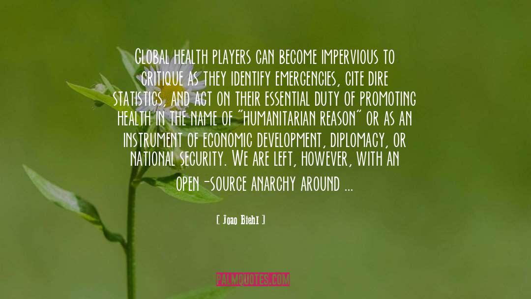 Joao Biehl Quotes: Global health players can become