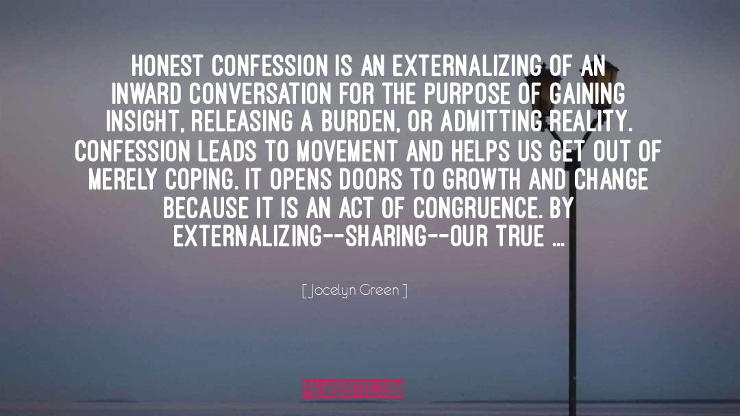 Jocelyn Green Quotes: Honest confession is an externalizing