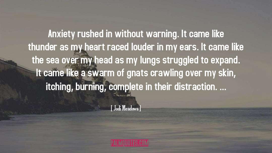 Jodi Meadows Quotes: Anxiety rushed in without warning.