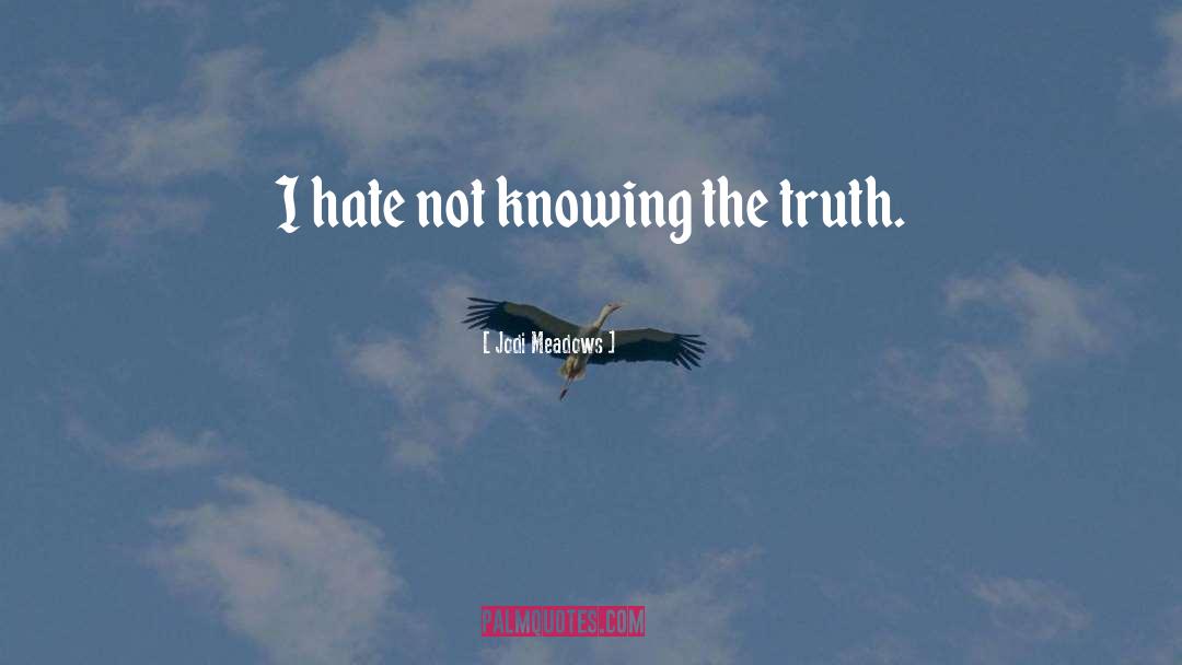 Jodi Meadows Quotes: I hate not knowing the