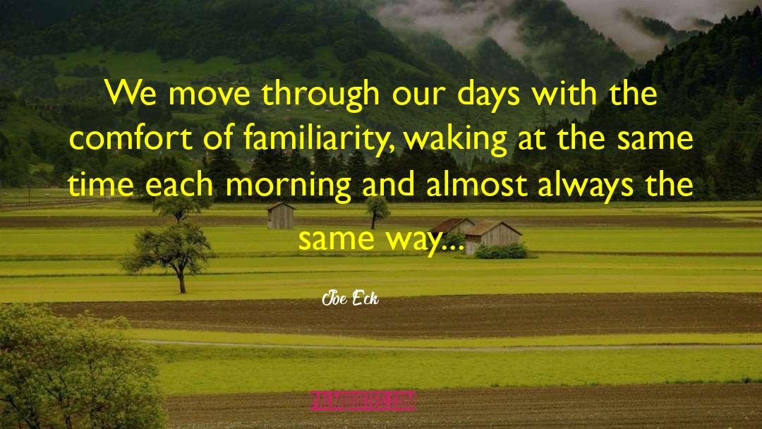 Joe Eck Quotes: We move through our days
