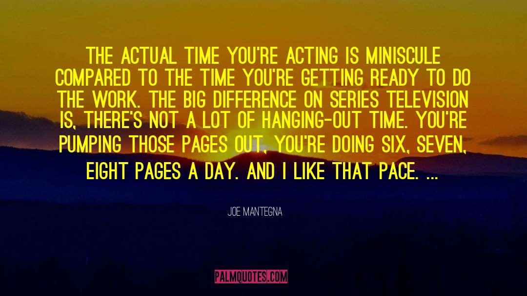 Joe Mantegna Quotes: The actual time you're acting