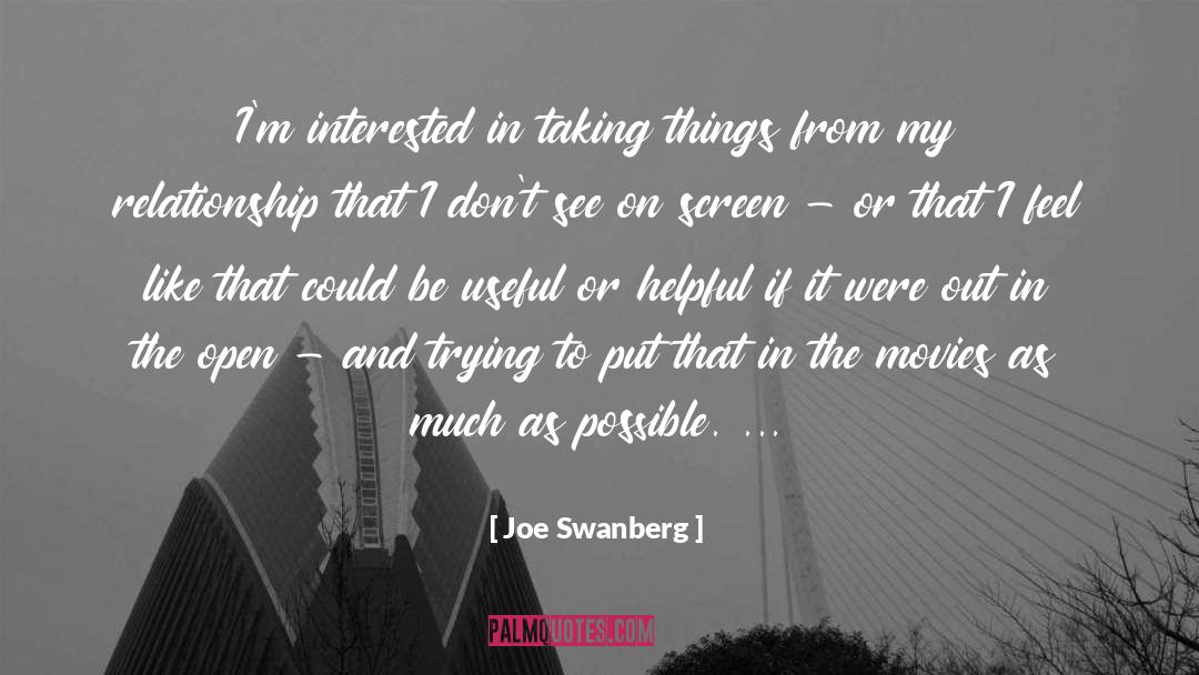 Joe Swanberg Quotes: I'm interested in taking things