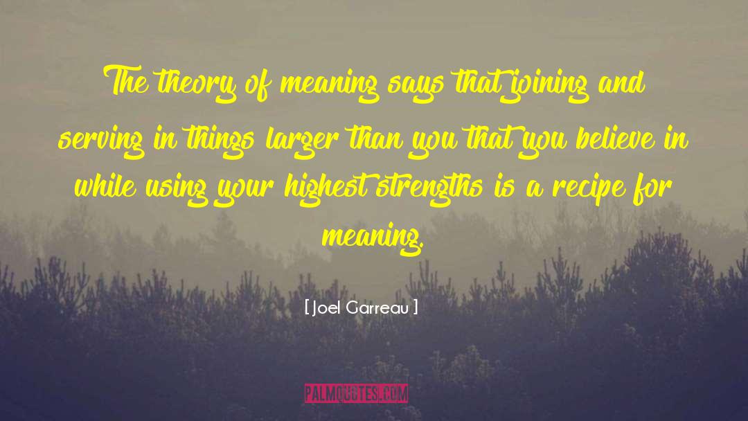 Joel Garreau Quotes: The theory of meaning says