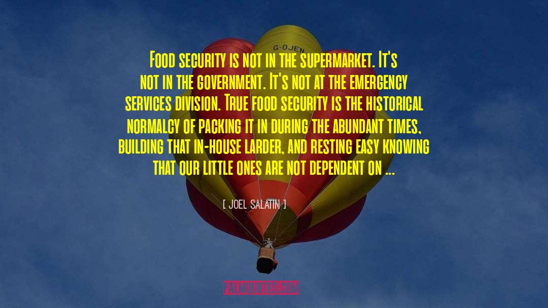 Joel Salatin Quotes: Food security is not in