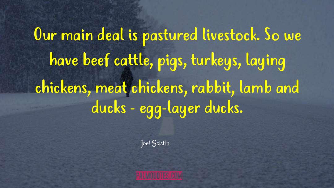 Joel Salatin Quotes: Our main deal is pastured