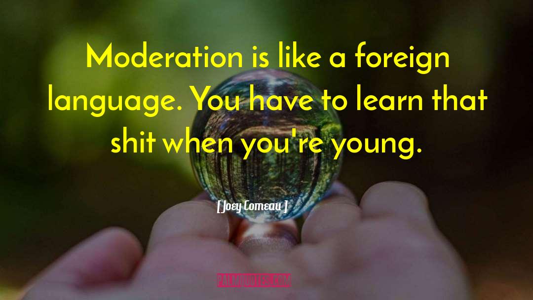 Joey Comeau Quotes: Moderation is like a foreign