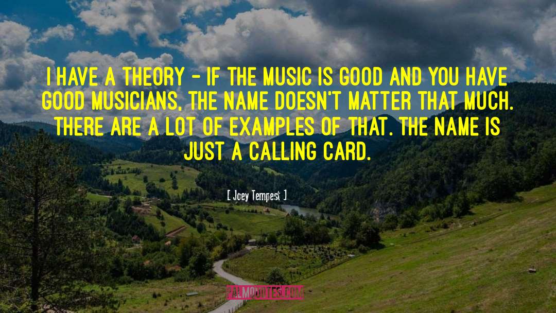 Joey Tempest Quotes: I have a theory -