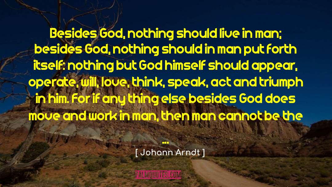 Johann Arndt Quotes: Besides God, nothing should live